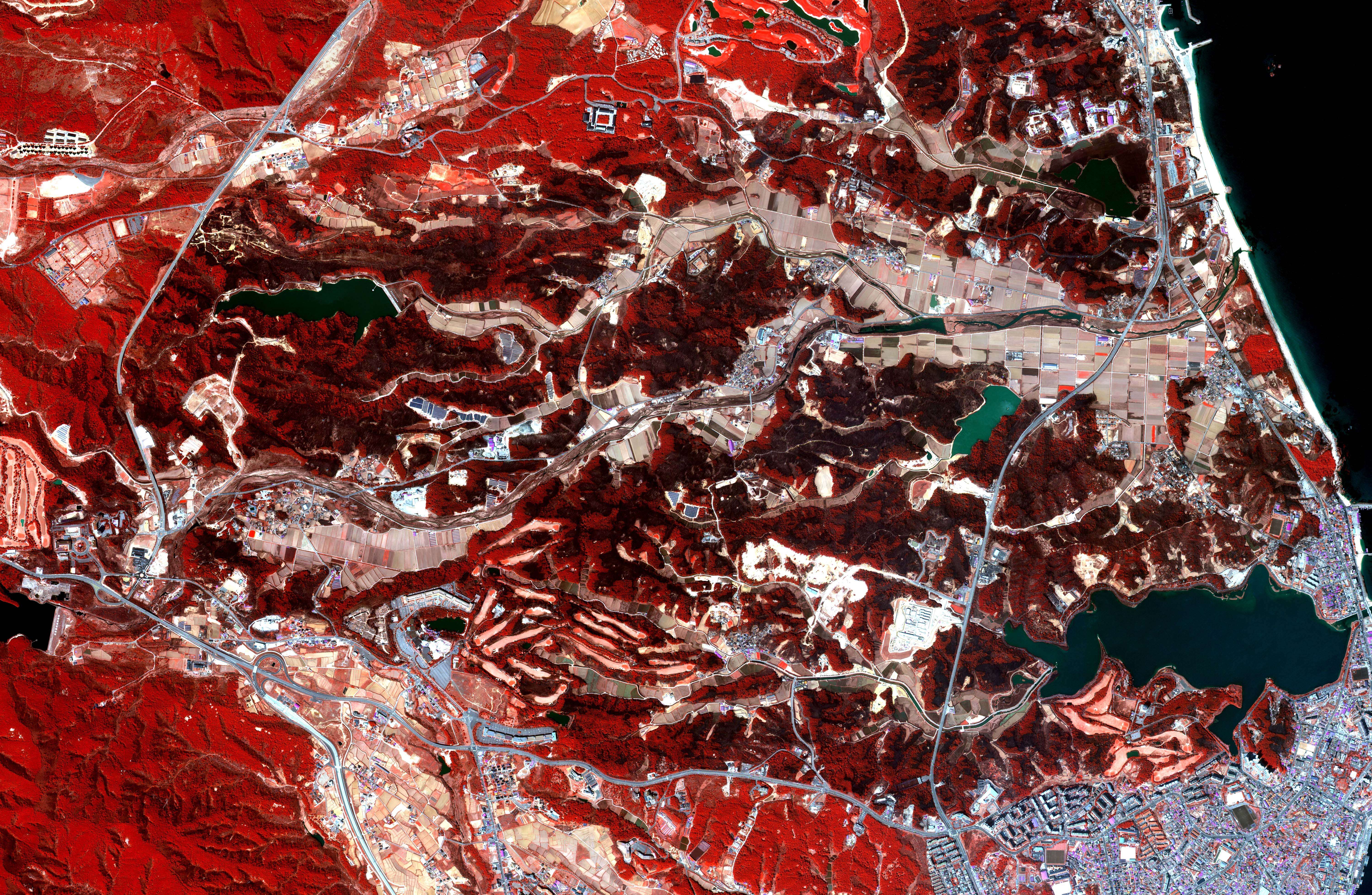 강원도 산불 현장(고성 속초_근적외합성영상) 이미지