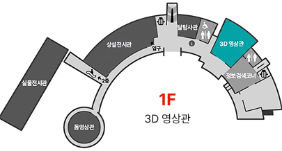 1층 단면도 : 3D 영상관 위치 표시 이미지